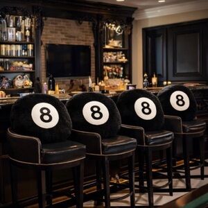 8 Ball Billiards Plush Throw Pillows – 4PC Set – Game Room Decor
